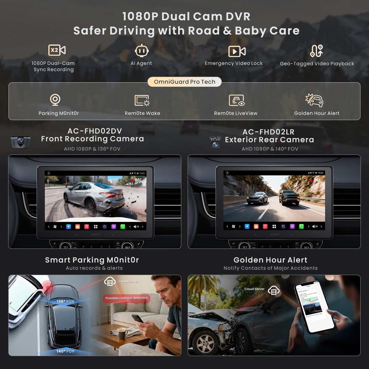 ATOTO X10G110E-R3 10.1インチ AI Android ディスプレイオーディオ(1DIN/2DIN対応)2カメラ同時録画・無線CarPlay/Android Auto・4G LTE SIM対応・7.1.2ch/36バンドEQ・HDMI入力・ハイボルトRCA・8G+128G・デュアルBluetooth
