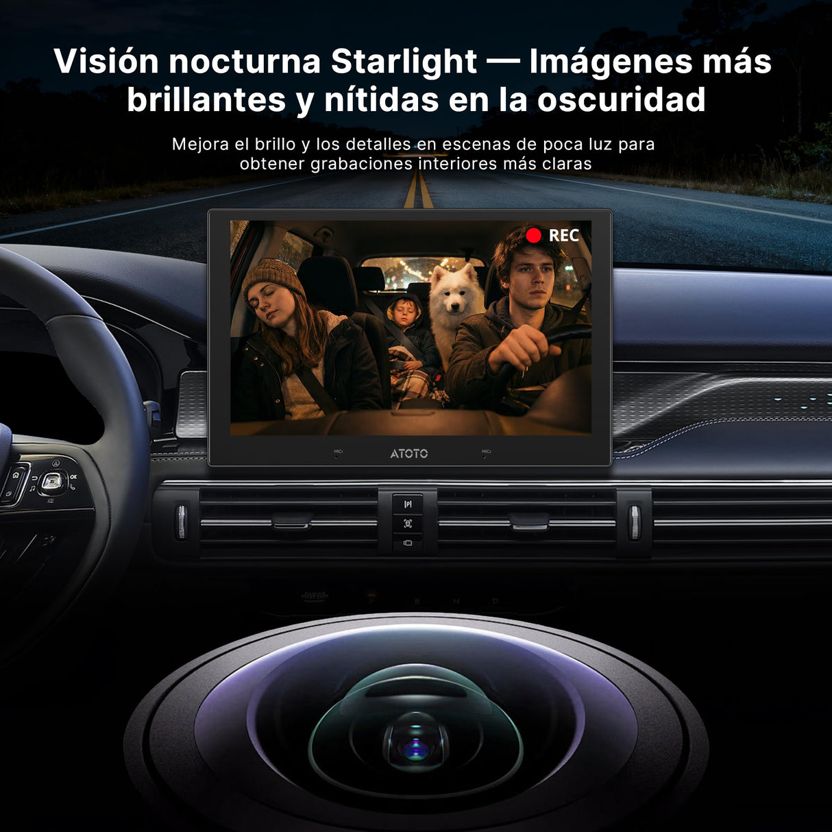 ATOTOEXCEL Cámara Interior, Orientada Atrás (Montada Delante) con AHD 1080p,30fps,Visión Noct. Starlight,Gran Angular 135°,Grabación en Bucle Modo Aparcamiento Solo Compatible con Serie V10,AC-HN9CBV1