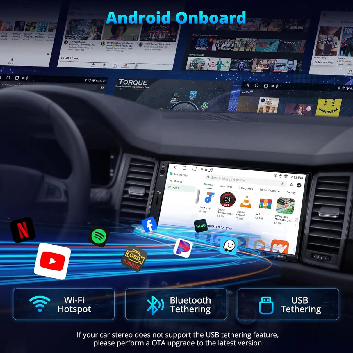 ATOTO A5LG2A7T-S04 Autoradio Android 2 DIN 7 Pulgadas con CarPlay Inalámbrico y Android Auto Inalámbrico, OBD2, EQ 24 Bandas, 2GB+32GB, WiFi/BT Tethering, FM/USB/TF