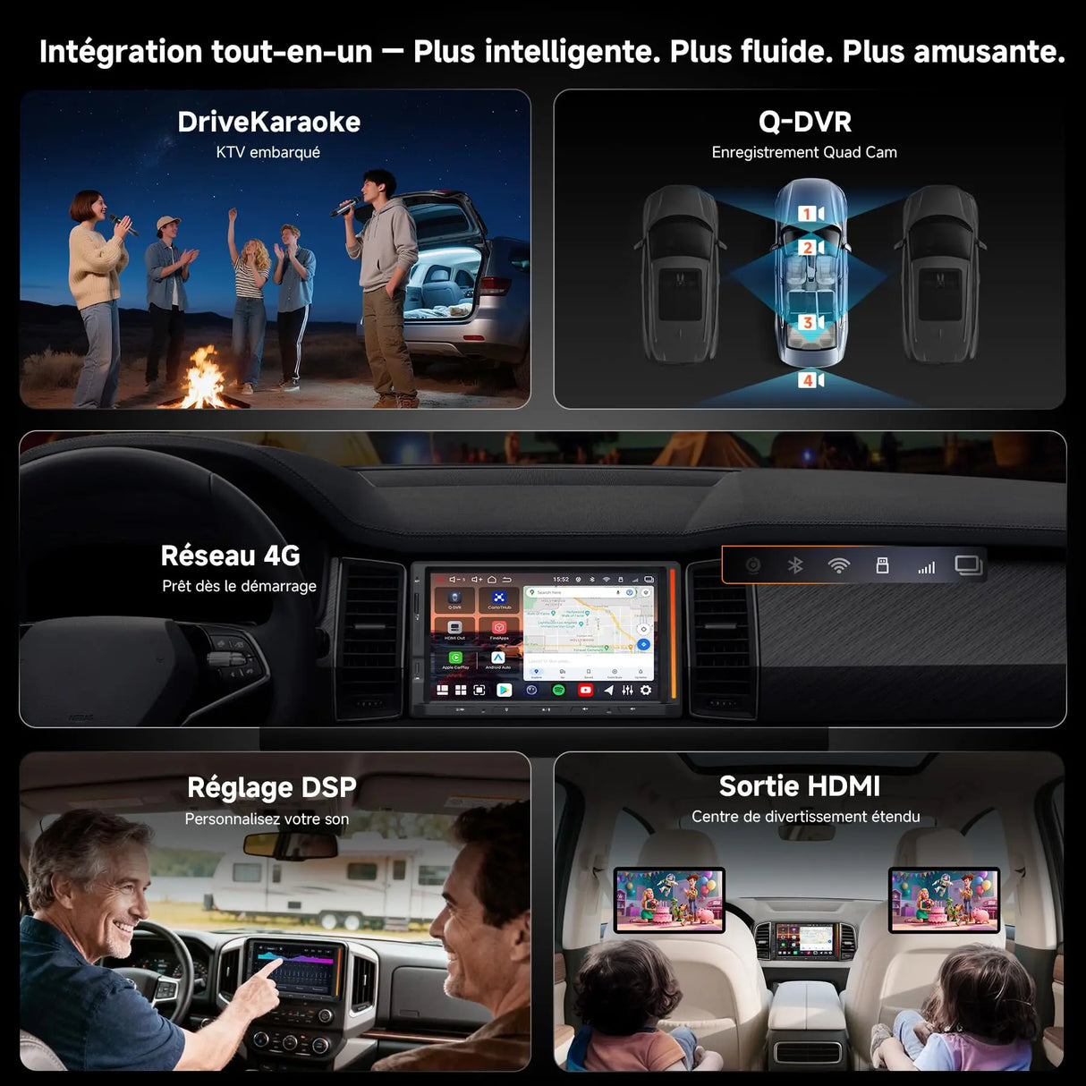 ATOTO V10G2D7OC Autoradio 2 DIN Android 7" QLED, Karaoké embarqué, Enregistrement simultané 4 caméras, Wireless CarPlay & Android Auto, 4G LTE/Wi‑Fi, aptX HD Bluetooth