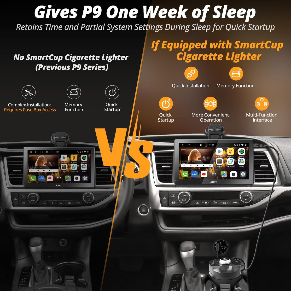 ATOTO P9 自動用アクセンディシガリ、カリカバッテリー互換 12V/24V、簡単なインストール