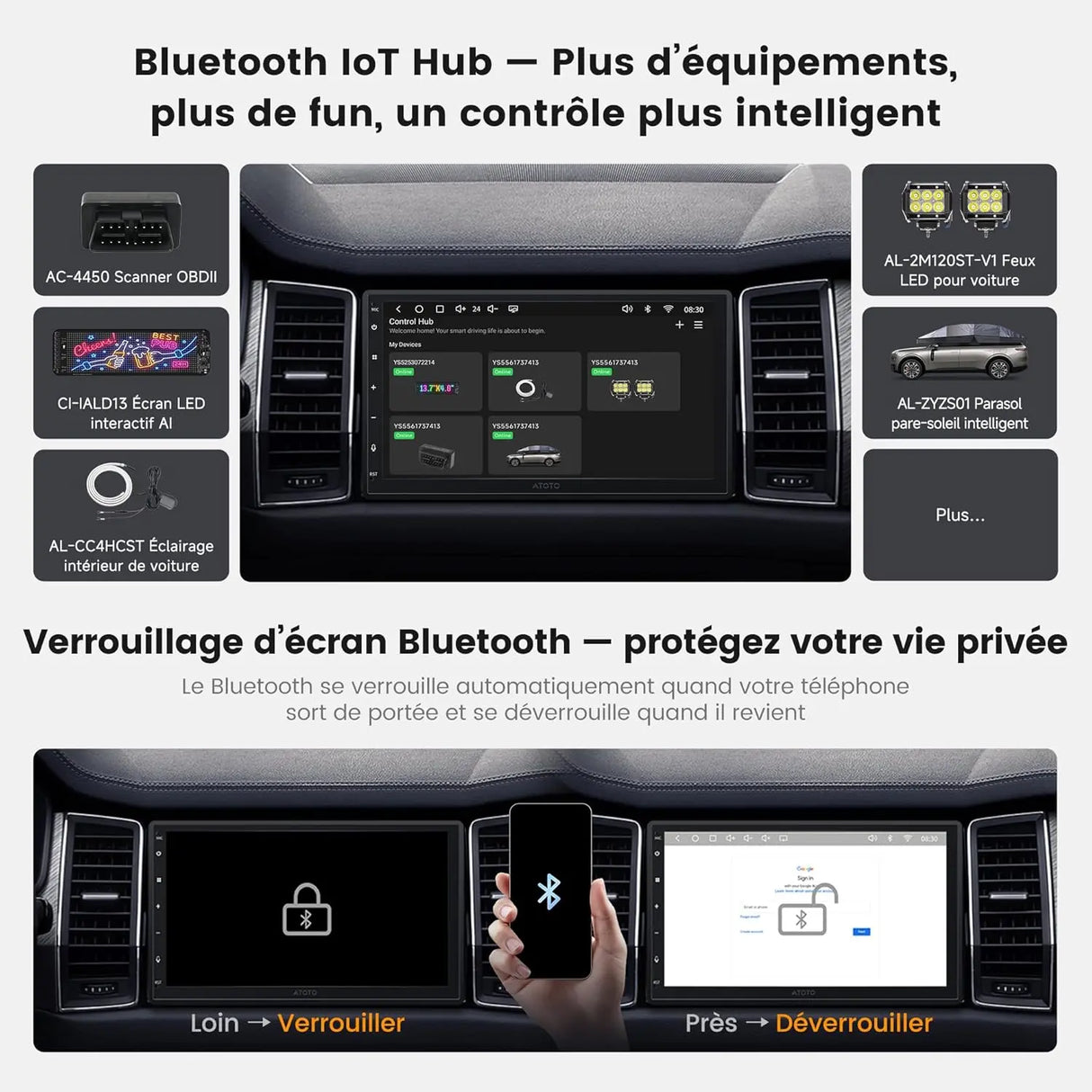 ATOTO S84G2B7P 7" Autoradio Android 2 DIN, CarPlay et Android Auto sans Fil, DSP Hi-Fi avec Sorties 4V, Chat IA, Suivi GPS, WiFi/Bluetooth/USB, 4G+64G