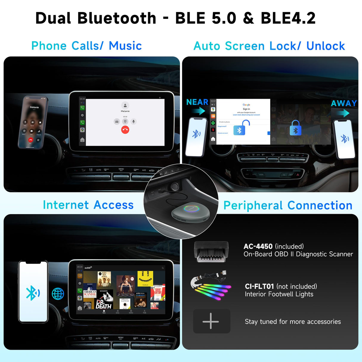 ATOTO CarWave CB6 Magic AI Box - Wireless CarPlay & Android Auto, Android 13 OS, 8-Core, 8G+128G, Car Streaming Video Box for Netflix, Spotify, 4G LTE, WiFi, Dual Bluetooth, OBD II, microSD, OTA, Gray