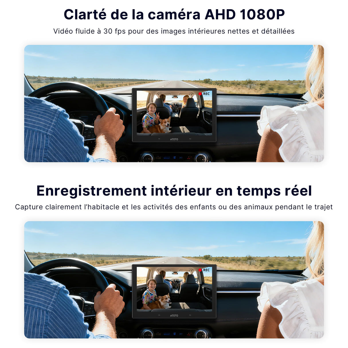 ATOTO AC-HN9CBV2 Caméra Intérieure Frontale, AHD 1080p, Grand Angle 135°, Vision Nocturne Starlight, Enregistrement en Boucle, Mode Parking, Série V10