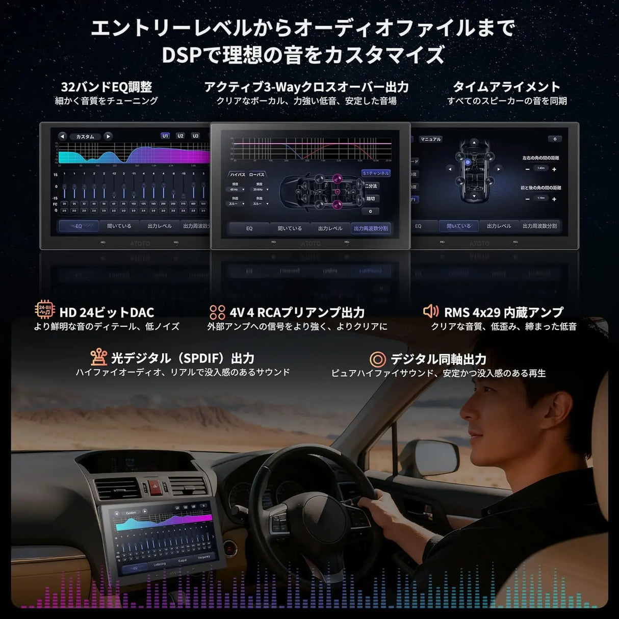 ATOTO V10G211OC 10インチQLED Android 2DINディスプレイオーディオ 6GB+128GB 4G LTE Bluetooth 5.4/Wi-Fi対応 ワイヤレスCarPlay & Android Auto対応