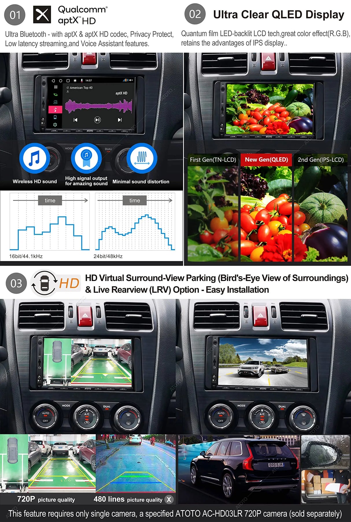 ATOTO S8G2A78UL 7" Double Din Car Stereo, Android Navigation, Wireless CarPlay & Android Auto, Dual Bluetooth with aptX HD, 4G Cellular Modem, 4GB+64GB, Gesture Control, VSV & LRV