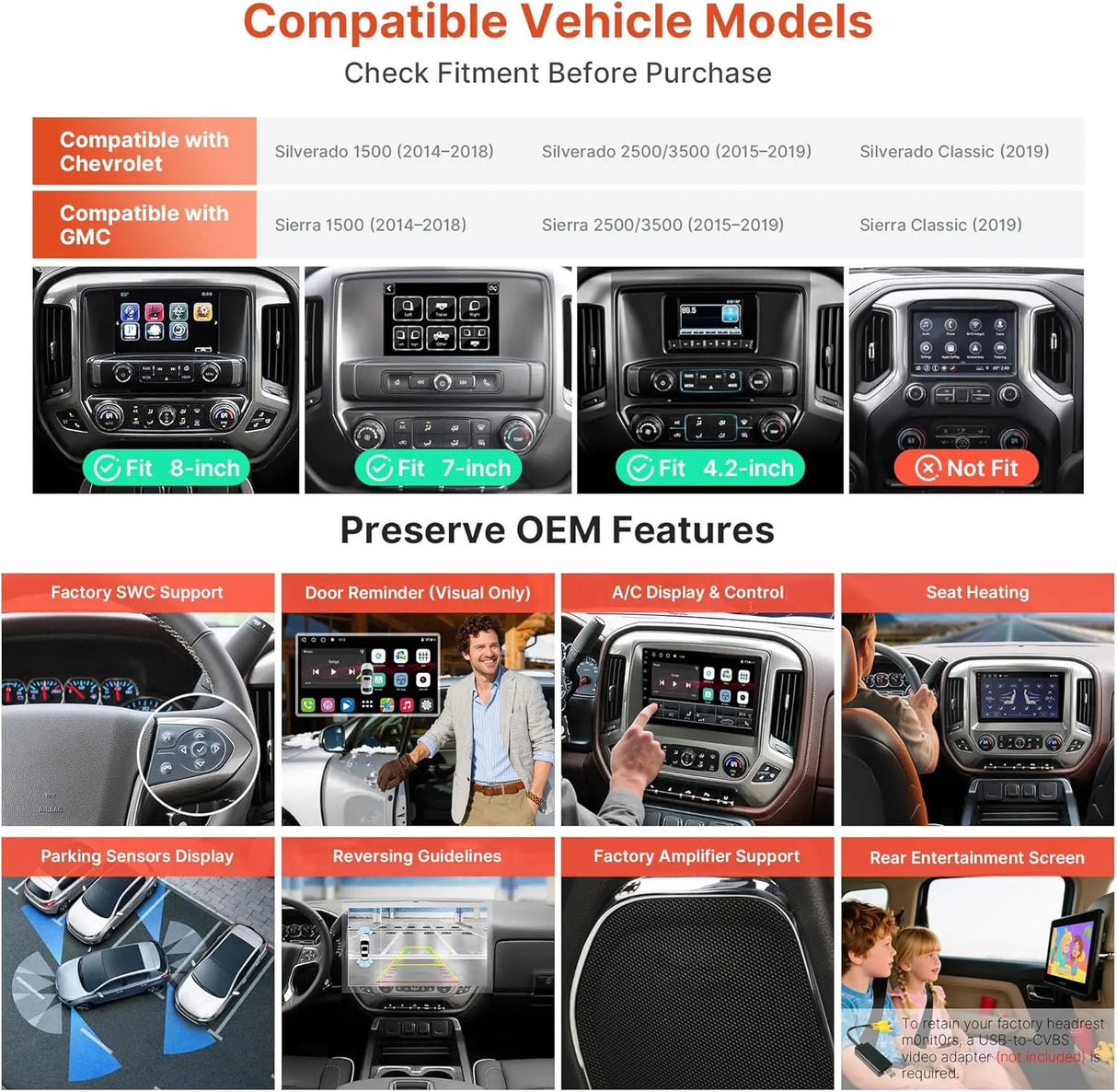 ATOTO S8SLD10ADM 10.1" Android Double Din Car Stereo for 2014–2018 Chevy Silverado & GMC Sierra (1500/2500/3500 & 2019 Classic), Wireless CarPlay/Android Auto, 4G+32G, 4G LTE, DSP, 32-Band EQ