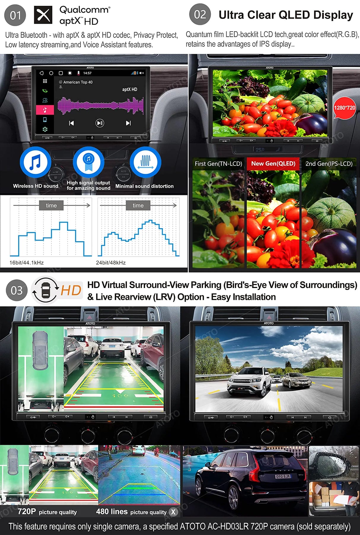 ATOTO S8 8-core 9" QLED Android Autoradio, 4G+32G Doppel din Radio, Wireless CarPlay/Android Auto, DSP, Doppeltes Bluetooth, MirrorLink