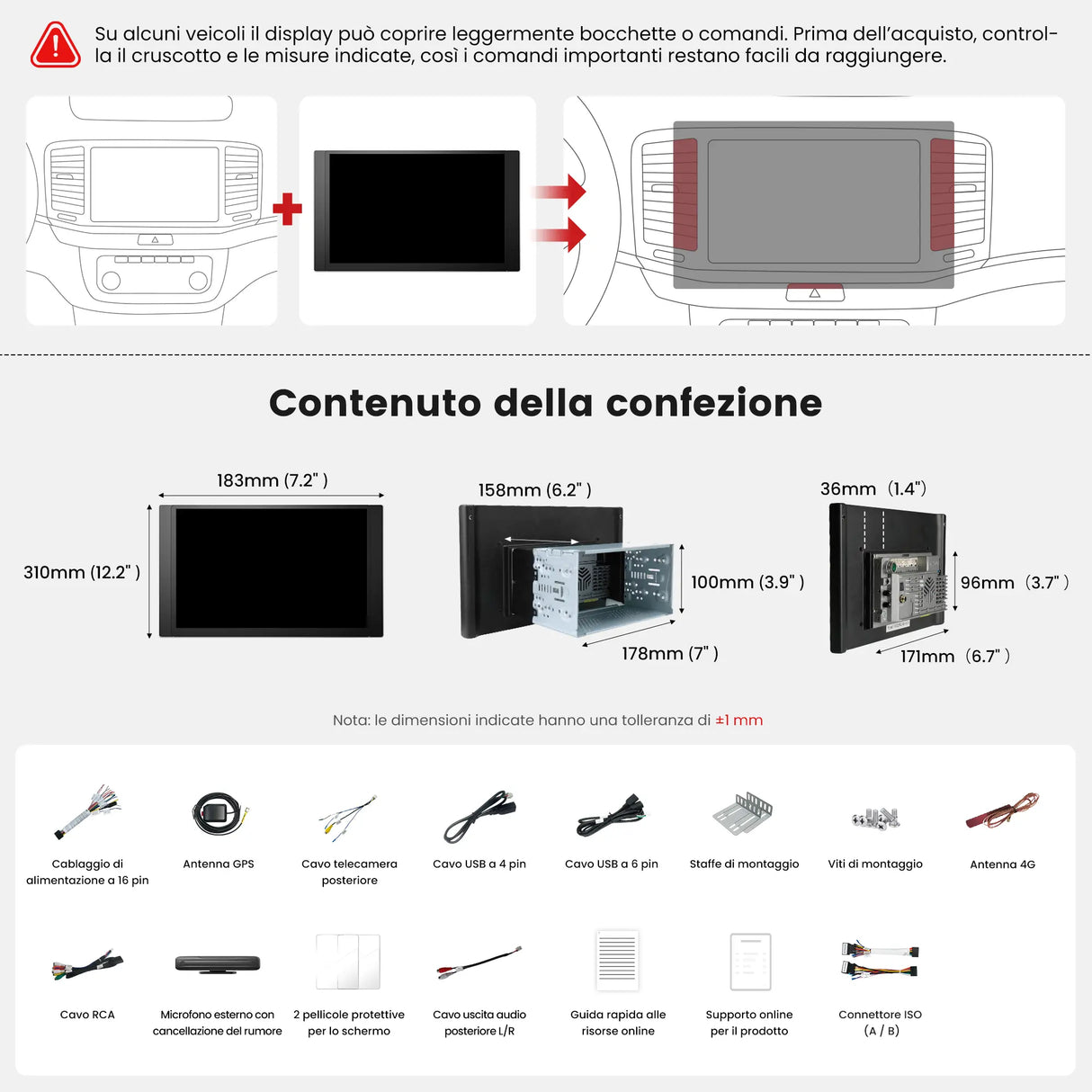 ATOTO A7G225PKL Autoradio Double Din Android da 12,5", 8 Core, 4G+64G, 4G LTE/Wi-Fi/Bluetooth Tethering, Wireless CarPlay e Android Auto, Amplificatore e DSP Integrati, Sensore G