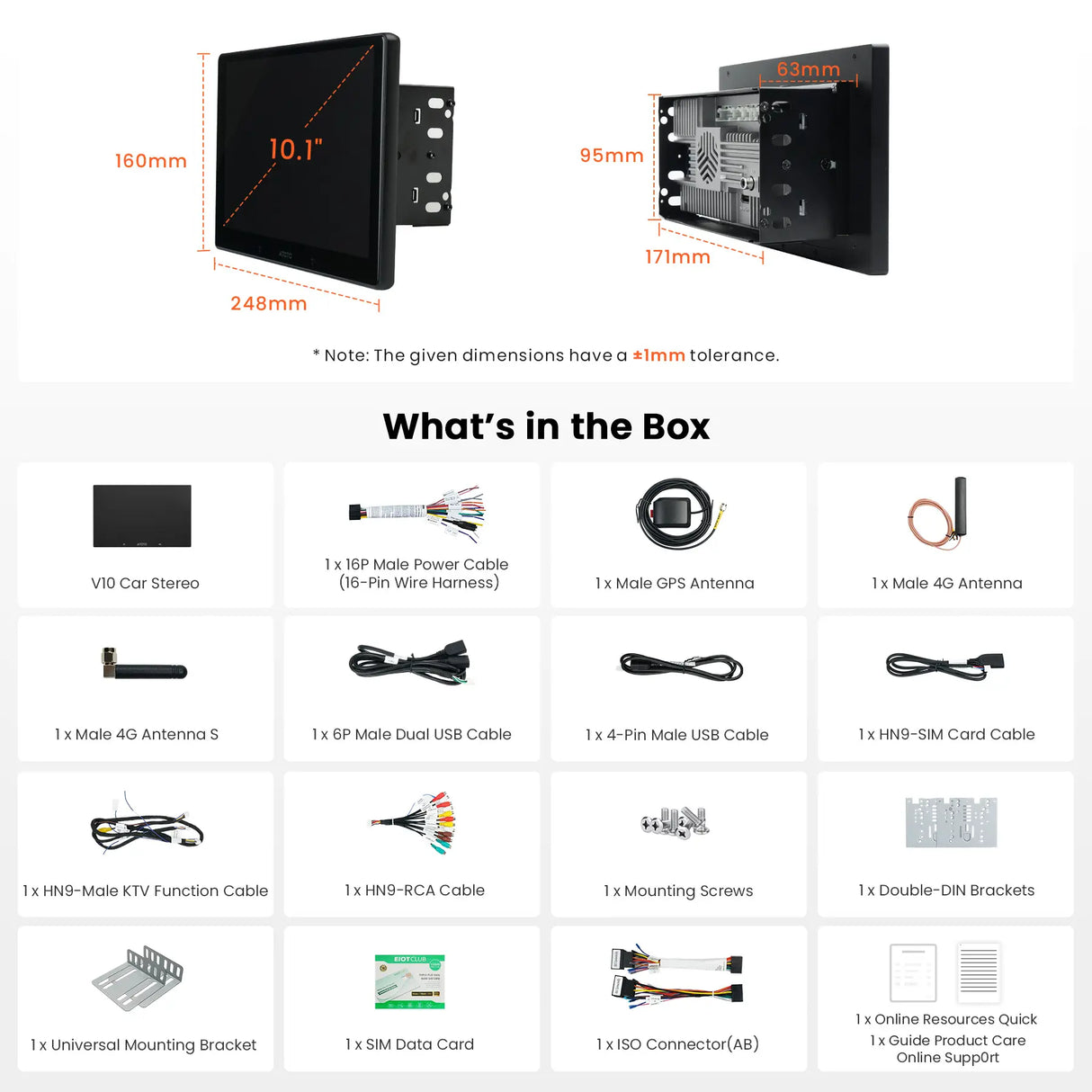 ATOTO V10G211OC 10inch Android Double Din Car Stereo, 6G+128G, Bluetooth 5.4/Wi-Fi, Wireless CarPlay&Android Auto