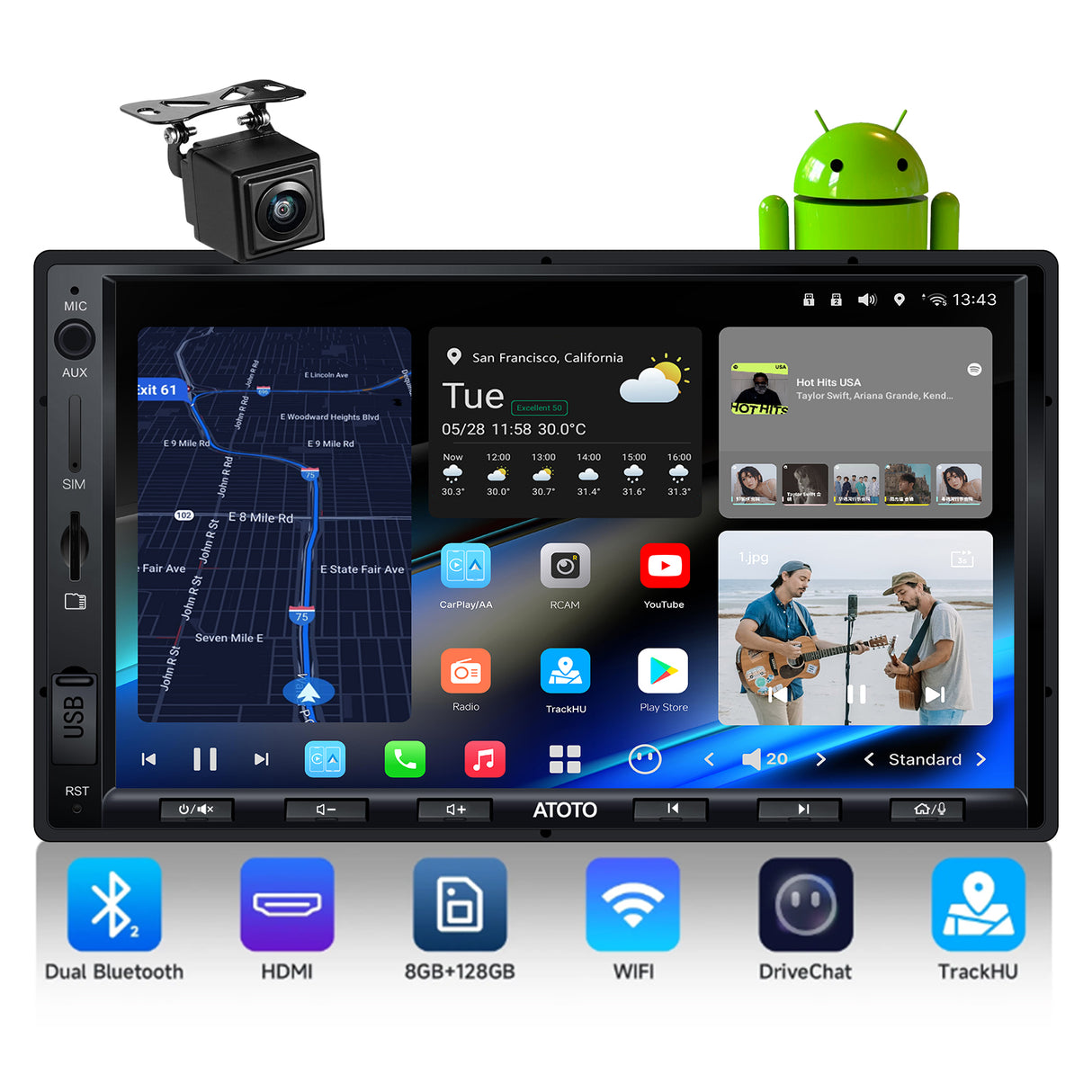 ATOTO X10 7inch ChatGPT Android 8G+128G Double Din Car Stereo With Backup Camera,Wireless Carplay & Wireless Android Auto with Dual Bluetooth Connection,GPS Tracking,4G LTE