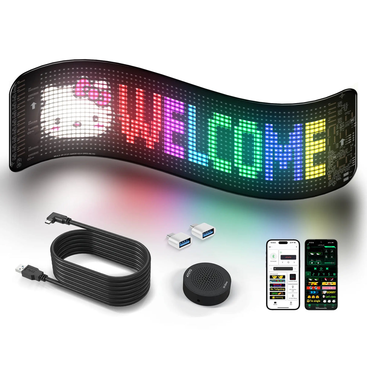 ATOTO CI-VIALD13 Scrolling Advertising LED Signs, AI Voice Control, Programmable led sign，Bluetooth APP Control，13.7" x 4"