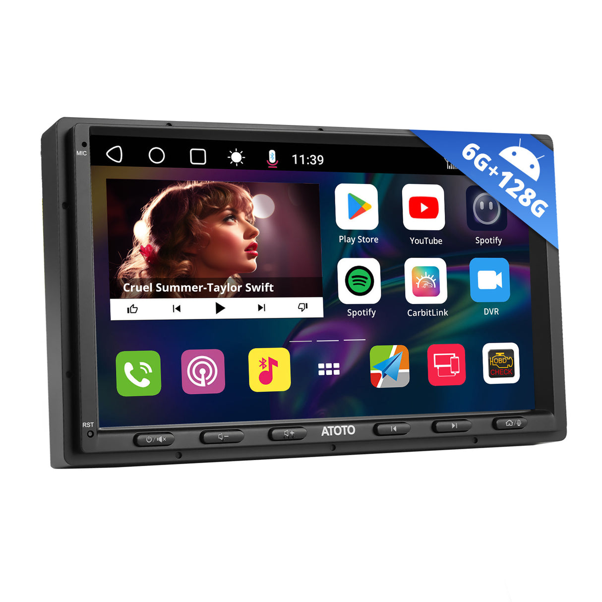 ATOTO S8G2A79UN 7" QLED Double Din Car Stereo with Wireless CarPlay & Android Auto, AI Voice Assistant, GPS Tracking, Built-in 4G LTE, LRV, 6G+128G, 4×49W Amplifier, Dual Bluetooth