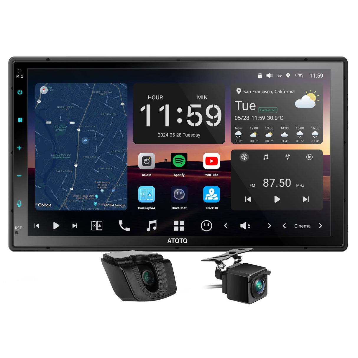 ATOTO X10G2B7E-R3 7" QLED Android Double Din Car Stereo, 8+128G, 4G LTE,Wireless Carplay & Android Auto, AI Voice Assistant, GPS Tracking, Dash Cam, Dual Mic & BT, LRV, 36B-EQ,HDMI Input