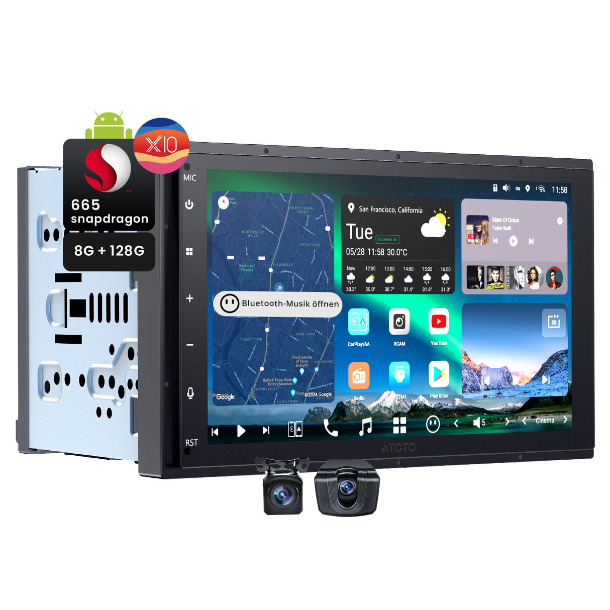 ATOTO X10G2B7E-R3 7 Zoll 2DIN Android Autoradio mit Wireless CarPlay & Android Auto, 8GB+128GB, inkl. Kamera