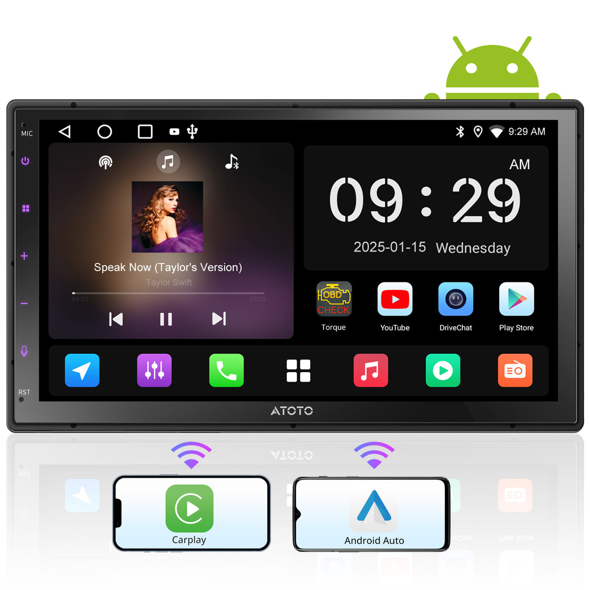 ATOTO A5B7 Double Din Car Stereo 7''Touchscreen Car Stereowith Bluetooth& WiFi,CarPlay & Android Auto,2GB + 32GB TF Card, Built-in GPS Navigation, DSP