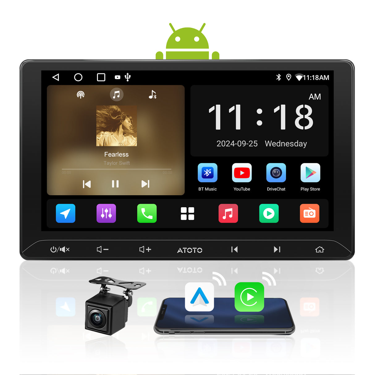 ATOTO Double DIN Car Stereo with Rear View Camera 10 '' Car Radio Head Unit Wireless Apple CarPlay & Android Auto ,2G+32G with Bluetooth GPS Navigation BT/USB/AM/FM