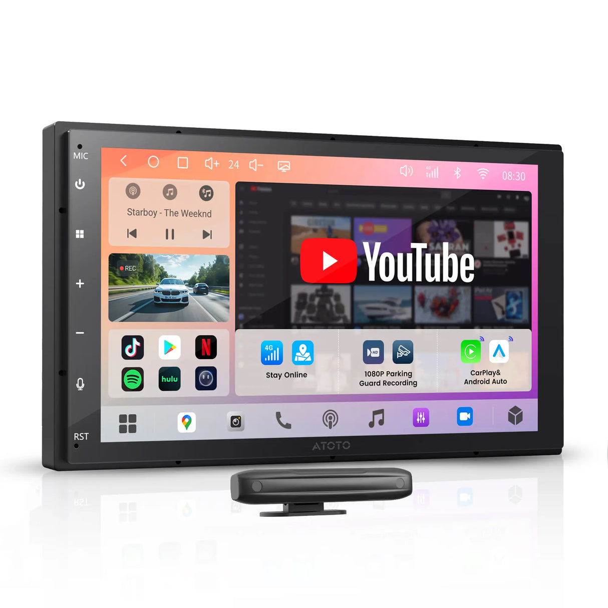 ATOTO A7G225PKL 12.5" QLED Double DIN Android Car Stereo, Wireless CarPlay & Android Auto, 4G LTE, Hi-Fi DSP 4V Pre-Out, HDMI In/Out