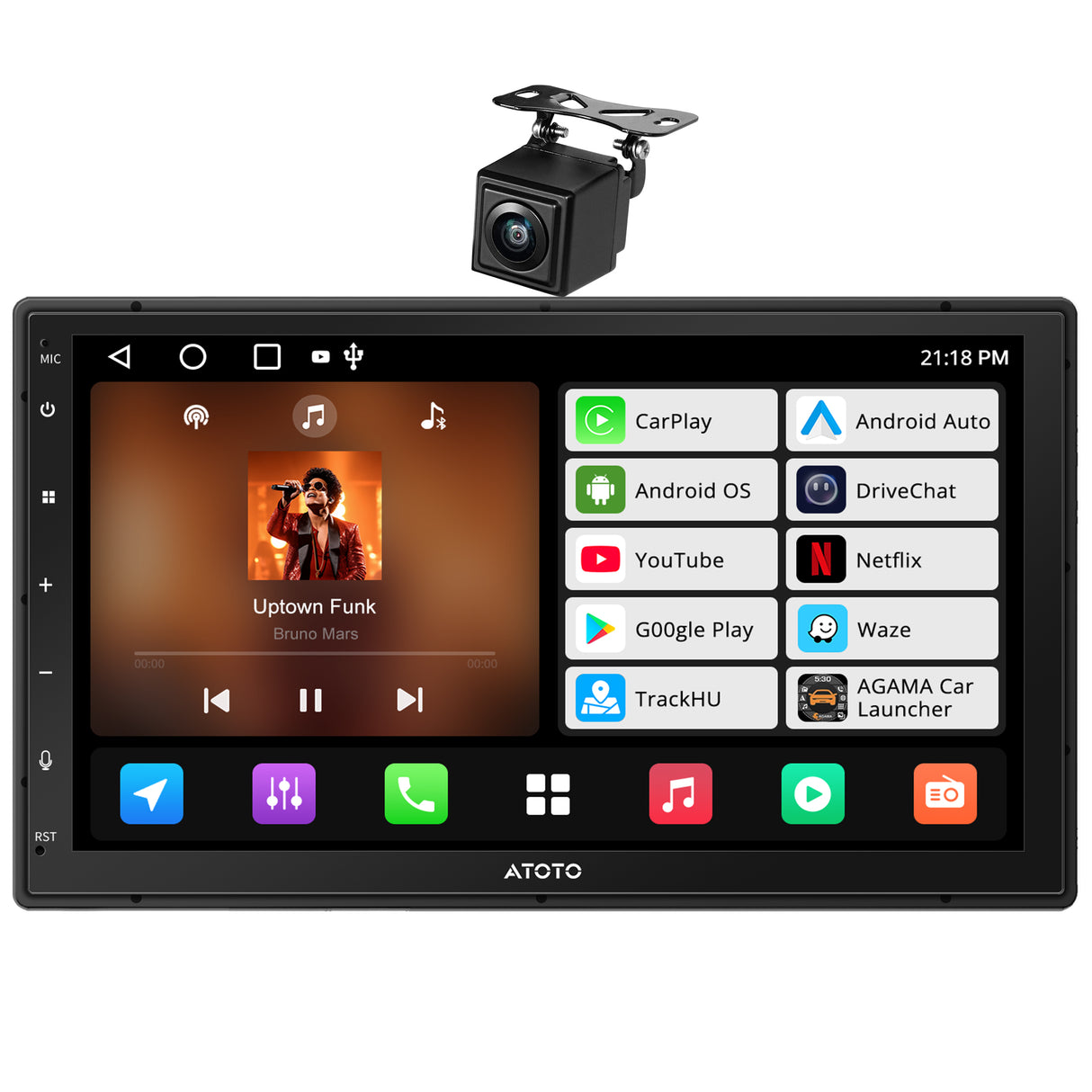 ATOTO Double Din Android Car Stereo with Backup Cemara ,7" Touchscreen Car Redio,Wireless CarPlay Android Auto, GPS Navigation & WiFi Access, Drivechat AI, 24Band EQ DSP, BT/USB/AM/FM