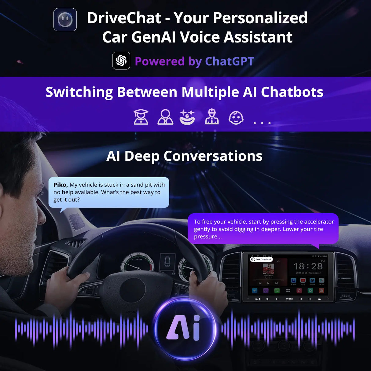 ATOTO 9in 2Din Android Car Radio Stereo Wireless Android Auto & CarPlay,Blutooth