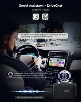 ATOTO CB4B-BK-S01 Adaptador CarPlay Inalámbrico, Caja CarPlay con Streaming de Video para iPhone y Android Auto, IA ChatGPT y Escáner OBD2, YouTube, Netflix, WiFi Dual, Actualizaciones OTA, Negro