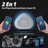ATOTO AD3APL Adaptateur CarPlay & Android Auto Sans Fil 2-en-1 – Convertit CarPlay Filaire en Sans Fil, Plug & Play, Gris