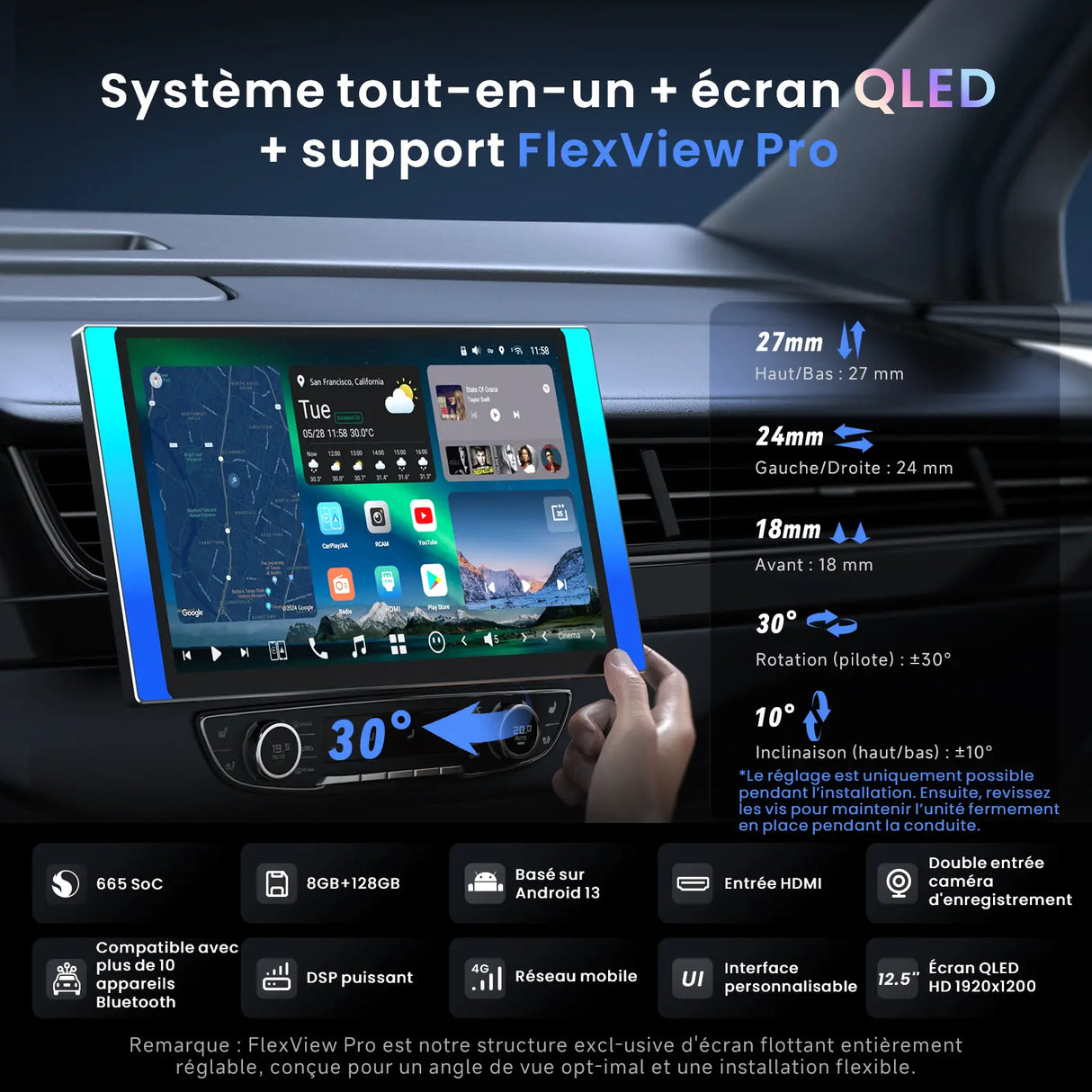 ATOTO X10G125E Android-Autoradio mit 1 DIN & Doppel DIN, Floating-Display, KI-Vision, 7.1.2 Audio, 4V RCA, HDMI-IN, 8G+128G, 4G LTE[12,5" QLED]