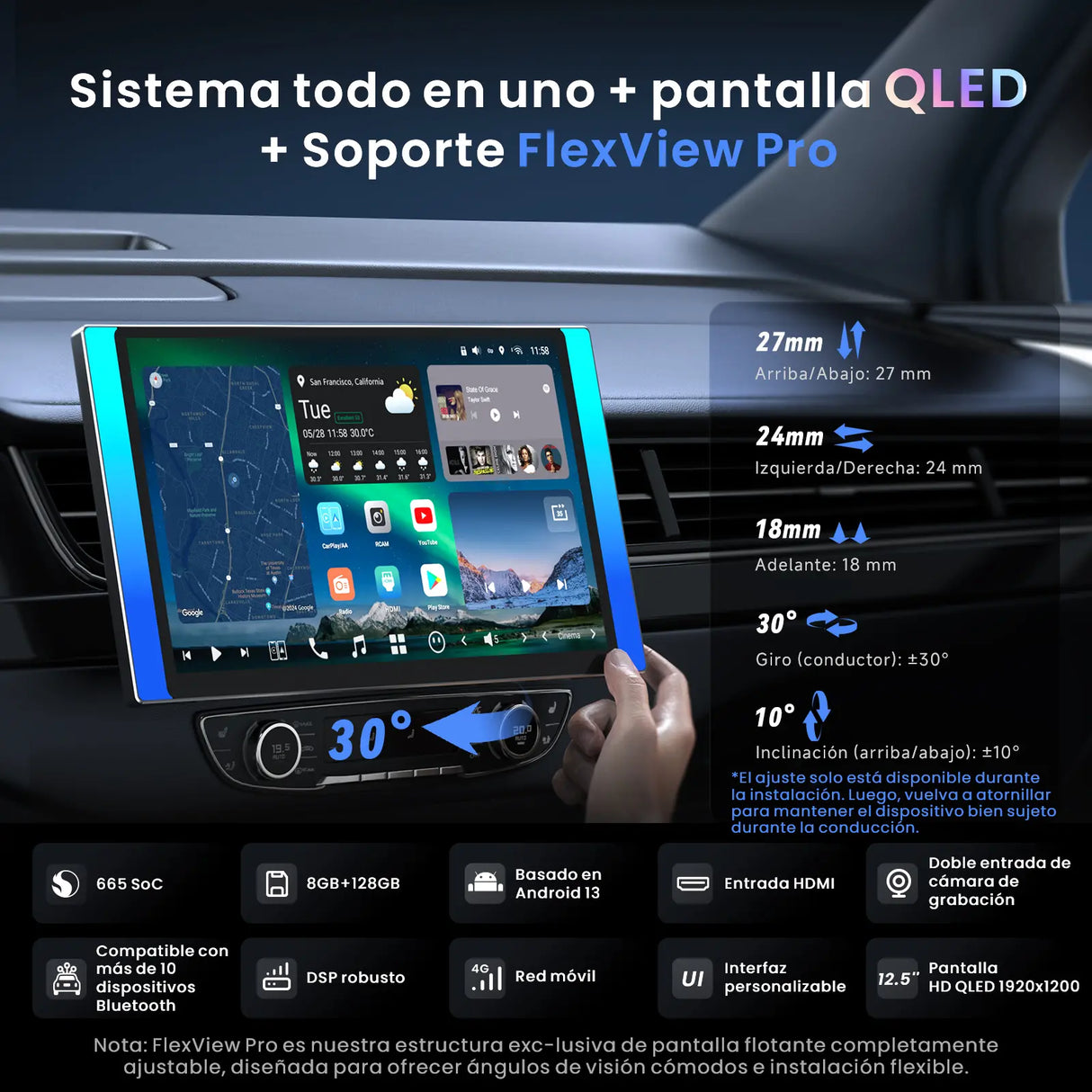 ATOTO X10G125E Android-Autoradio mit 1 DIN & Doppel DIN, Floating-Display, KI-Vision, 7.1.2 Audio, 4V RCA, HDMI-IN, 8G+128G, 4G LTE [12,5" QLED]
