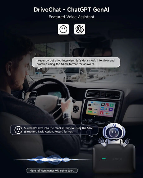 ATOTO CB4 Magic CarPlay Box, Wireless CarPlay Adapter Supports for Netflix/YouTube/TF Card, AI Box Carplay, Plug & Play, Drivechat with AI Skills, Dual WiFi, Bluetooth, Fits for OEM Wired CarPlay Cars