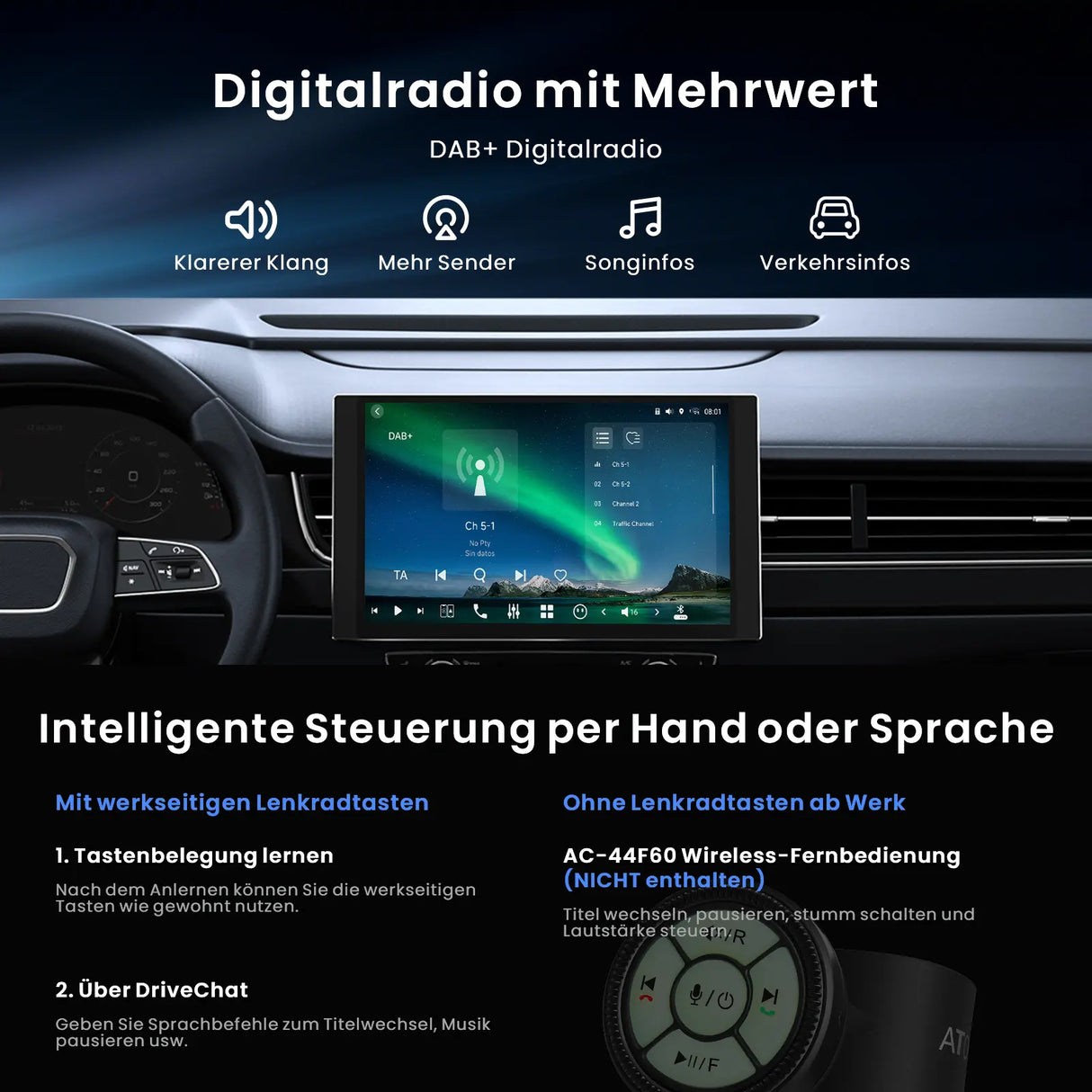 [12,5" QLED] ATOTO X10G125E Android-Autoradio mit 1 DIN & Doppel DIN, Floating-Display, KI-Vision, 7.1.2 Audio, 4V RCA, HDMI-IN, 8G+128G, 4G LTE