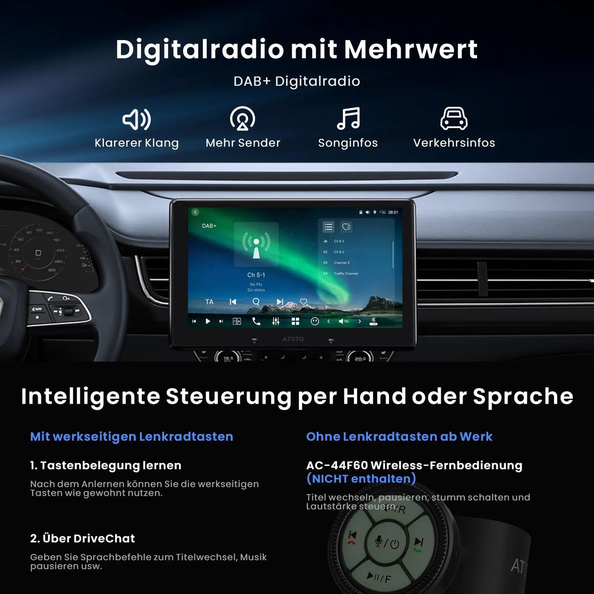 ATOTO X10 Android-Autoradio mit GPS, 10-Zoll-Display, 4G LTE, KI-Assistent sowie Front- und Rückfahrkamera