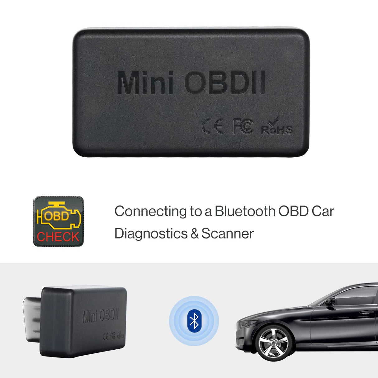 ATOTO AC-4450 Bluetooth OBDII/OBD2 Scanner diagnostico per auto/strumento di scansione solo per autoradio Android serie ATOTO A5/A6/S8/P9/X10 - compatibile con l'app Torque