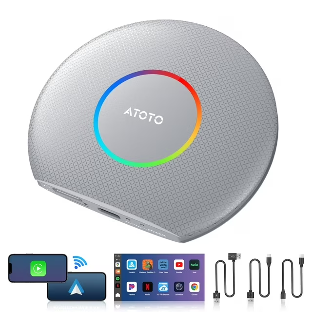 Ai Box ATOTOワイヤレスカースマートボックスcarplay カープレイ ATOTO Carplay Ai Box,Wireless CarPlay & Android Auto Adapter