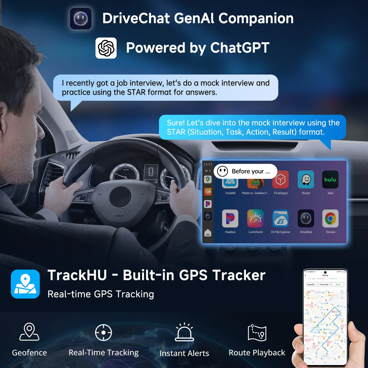 ATOTO CB6A-BK-S01 AI Box for CarPlay with Bluetooth OBD2 Scanner, 2025 Wireless CarPlay Adapter, YouTube, Plug & Play, AI Assistant, Dual Bluetooth, GPS Tracking, 4G LTE, 4GB+64GB
