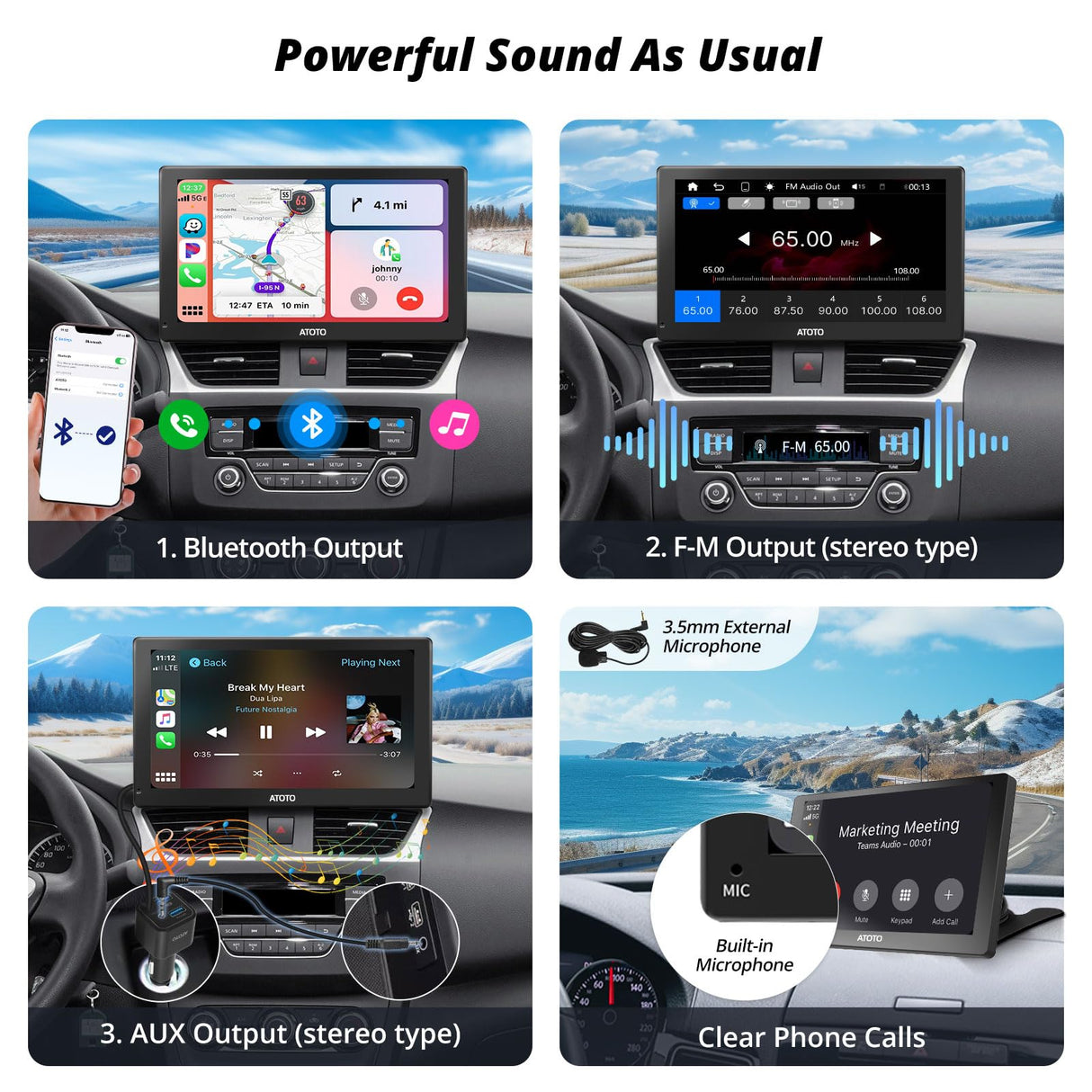 ATOTO P5 9 inch Portable Wireless CarPlay Android Auto Car Stereo, Glare-Suppressing QLED Carplay Screen for Cars, GPS Navigation,Bluetooth, AUX/FM Output, Phone Mirroring, Voice Assistant, P509SD