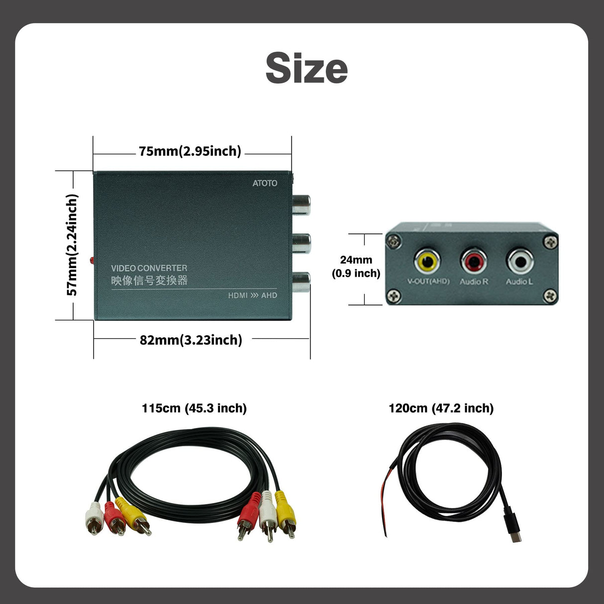 ATOTO AC-HAV50 Adattatore uscita video - Convertitore video da HDMI a AHD- Per tutti gli stereo per auto ATOTO (Non compatibile con la serie ATOTO X10)