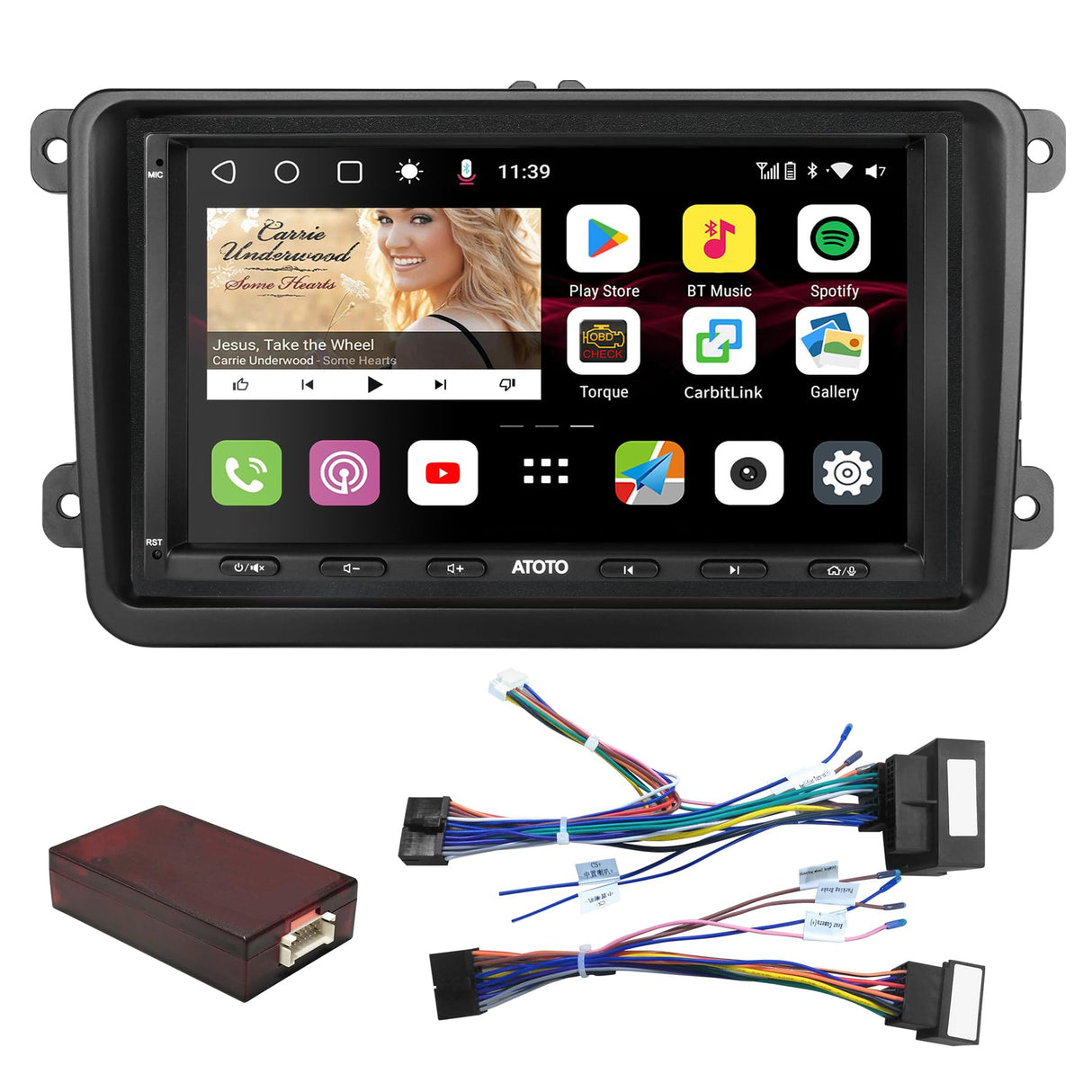 ATOTO S8VW07A4MS 7" Double DIN Android Car Stereo,Car Radio Compatible with VW Volkswagen Jetta/Tiguan/Golf/Passat,GPS Tracking, Built-in 4G, Dual BT, 4+32G