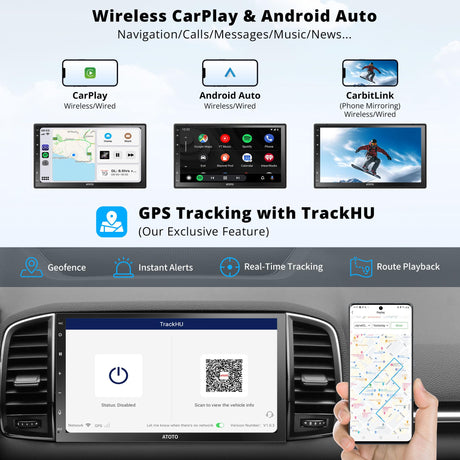 ATOTO S8 7" Touchscreen Double Din Car Stereo Head Unit with Wireless CarPlay/Android Auto, 4G+32G AI Bluetooth, 4G SIM Audio Receivers, QLED GPS Navigation System