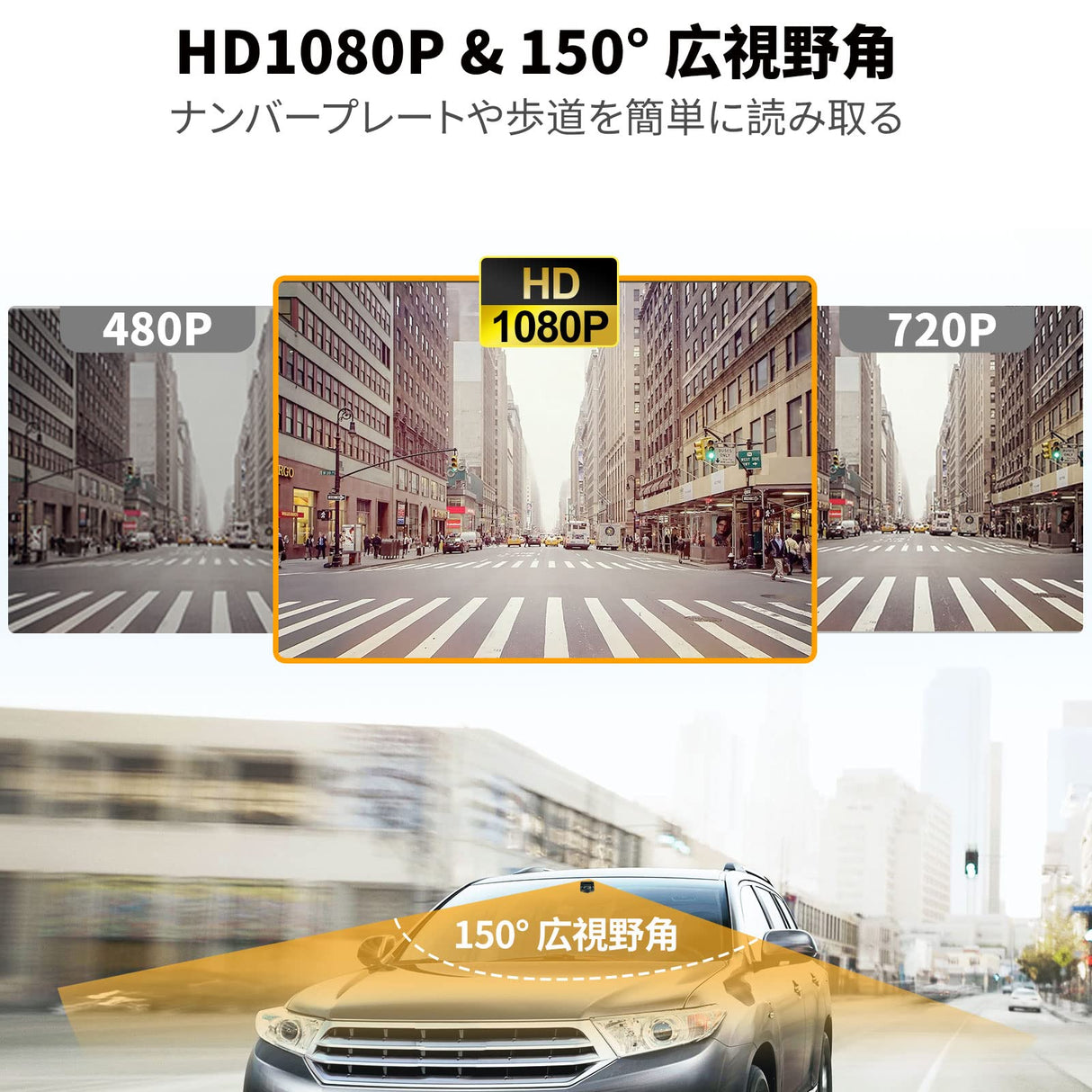 ATOTO AC-FCR01W HD 1080P フロントカメラ、150°広角、強光抑制、Gセンサー内蔵で、一部のATOTO X10 &amp; P8シリーズとのみ互換性があります