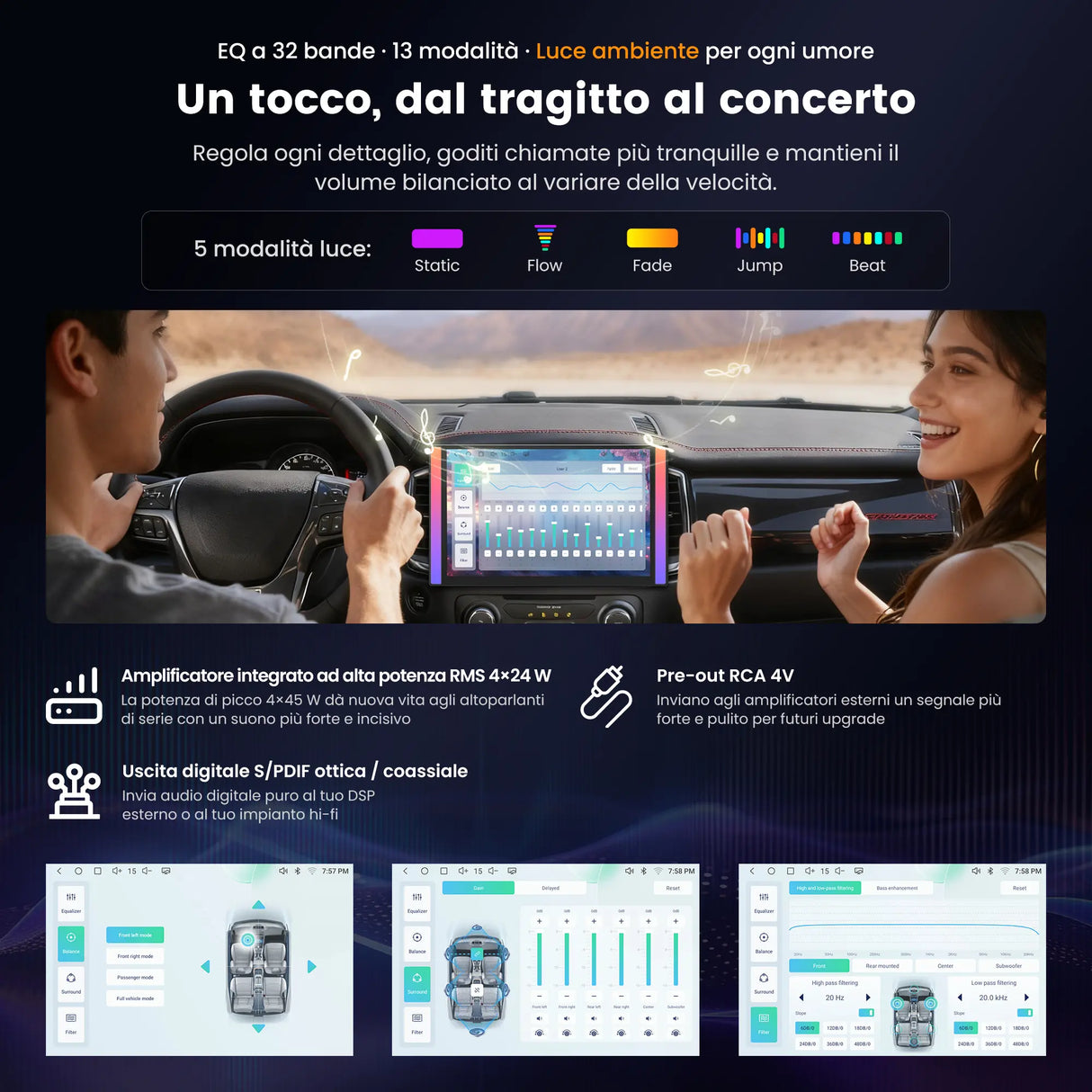 ATOTO A7G225PKL  Autoradio Double Din Android da 12,5", 8 Core, 4G+64G, 4G LTE/Wi-Fi/Bluetooth Tethering, Wireless CarPlay e Android Auto, Amplificatore e DSP Integrati, Sensore G