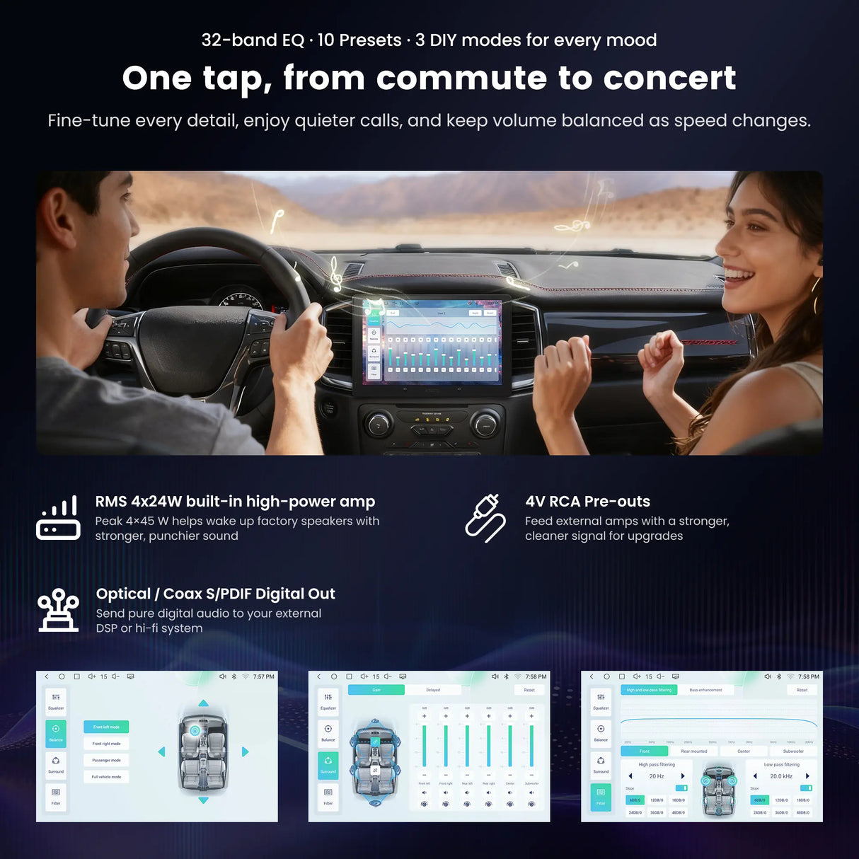 ATOTO A7G211PKL 10" QLED Double DIN Car Stereo, 4GB+64GB, Wireless Apple CarPlay & Android Auto, 4G LTE, DSP, 8-Band EQ, RCA Outputs, Built-in Amp, Subwoofer Support, Wi-Fi, Bluetooth, USB, AI & OTA