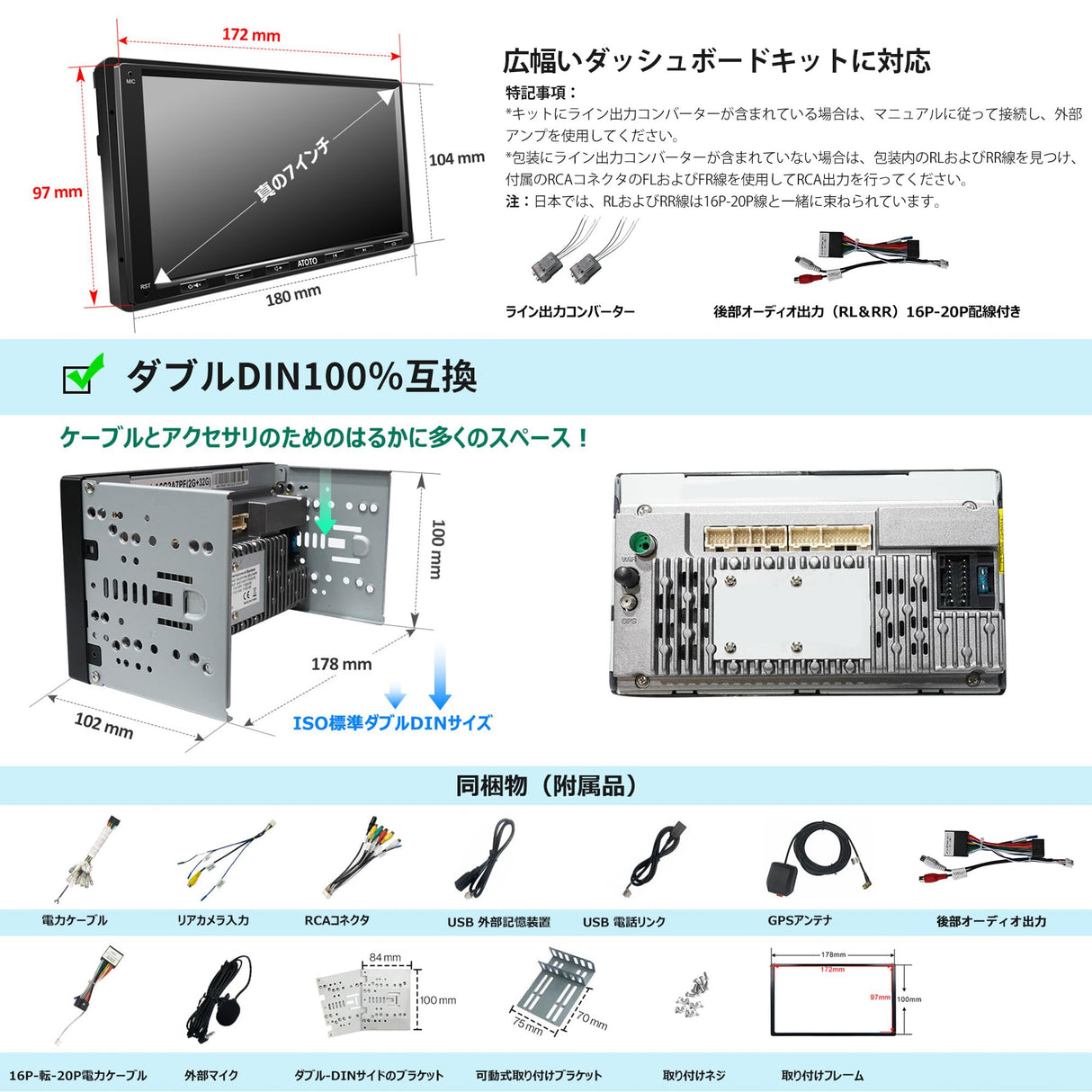 ATOTO A6 PF Androidカーナビ、ダブルDINカーステレオ、ワイヤレスCarPlay、ワイヤレスAndroid Auto、ディスプレイオーディオ7インチ、タッチスクリーン、GPSトラッキング、ミラーリンク、デュアルBluetooth、WiFi/BT/USBテザリングインターネット、HD LRV、2G+32GB、 A6G2A7PF