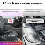 ATOTO 10 inch Under Seat Powered Car Subwoofer with Built-in Amp, Ultra Slim Active Amplified Subwoofer with Variable Bass Boost, 400W Max Power, Remote Sub Control