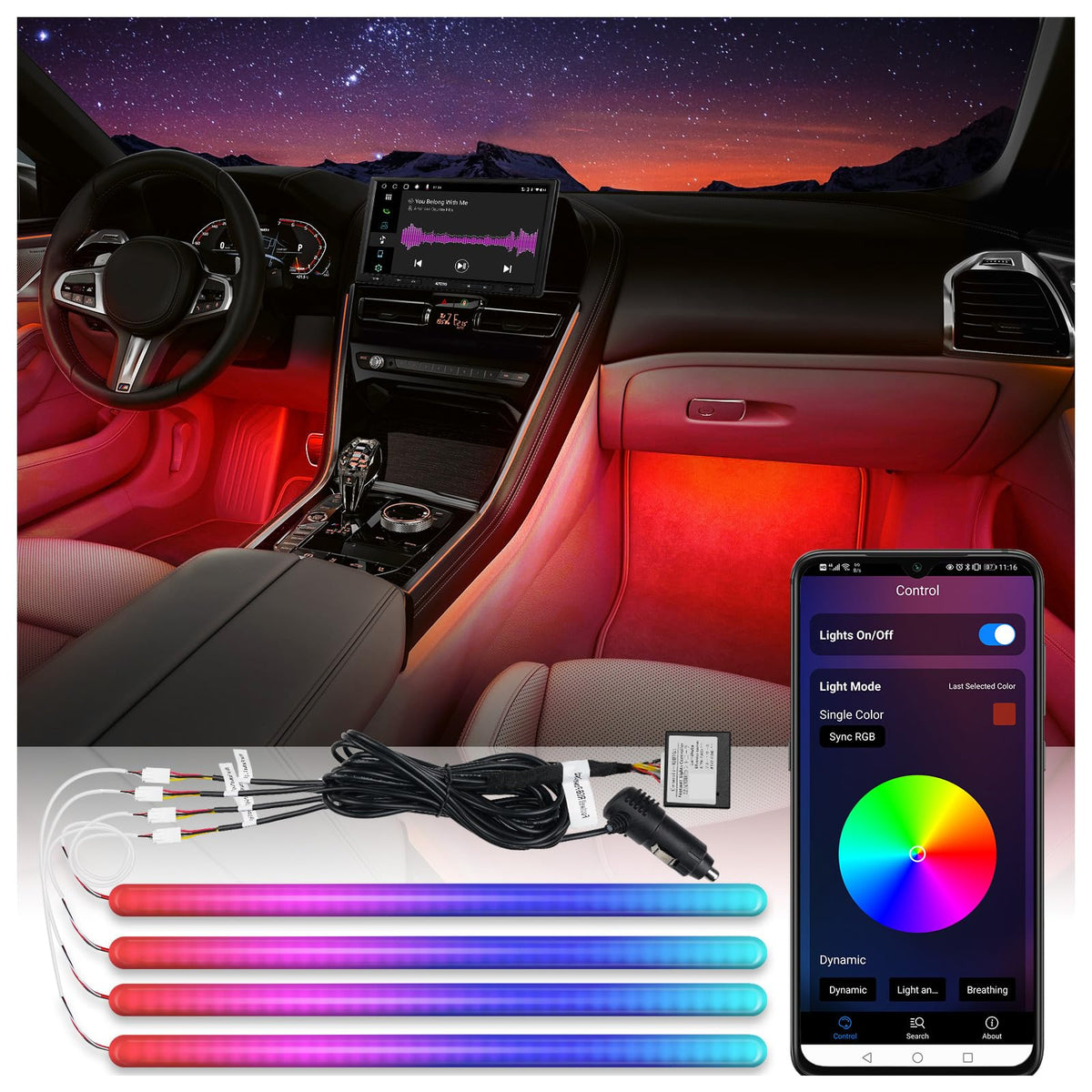 Car Rear Led Display Car LED Lights – 160 RGB LEDs, App-Controlled, Music Sync | CI-FLT01 ...