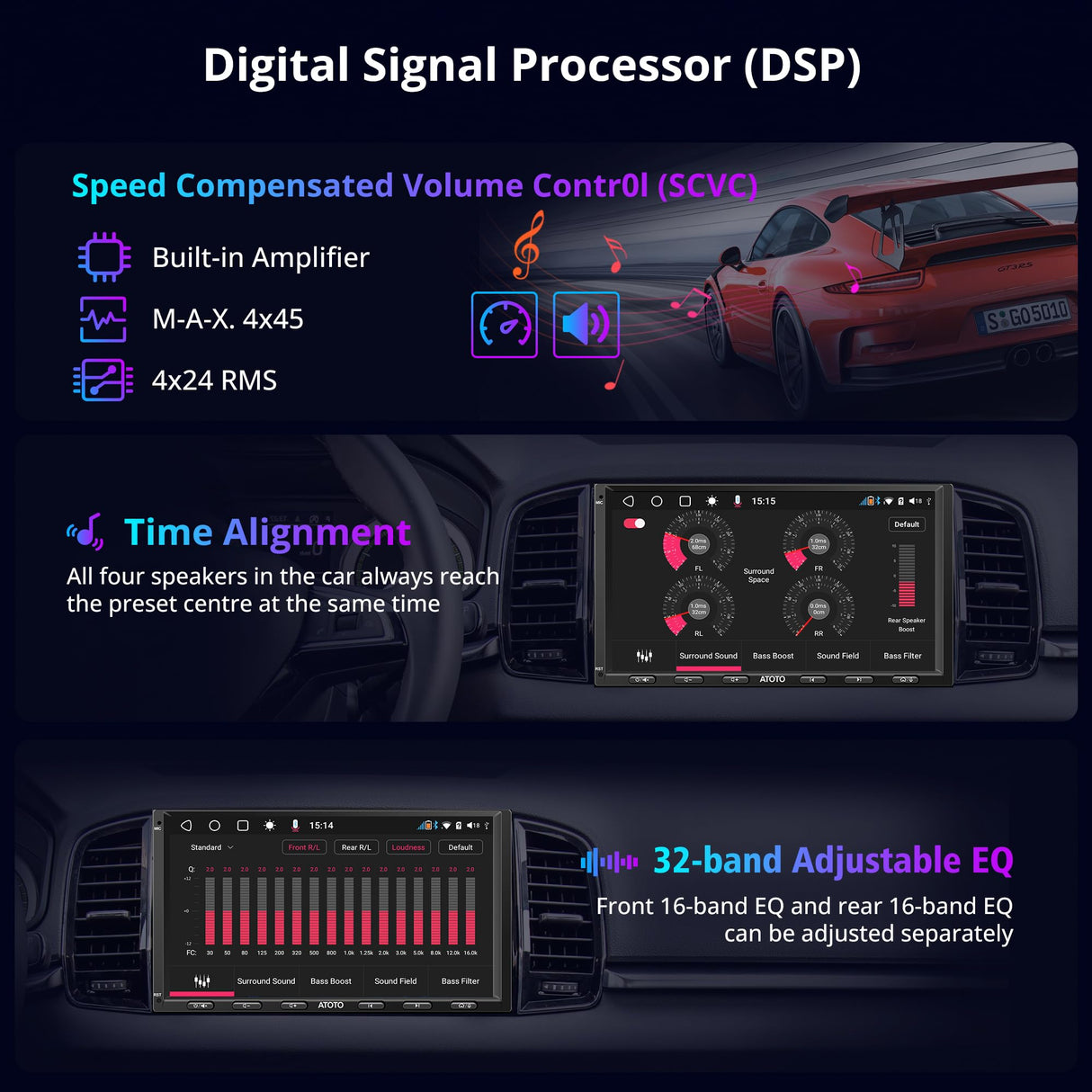 ATOTO S8G2A74MS 7" Double Din Car Stereo,QLED Touchscreen,Wireless CarPlay Android Auto, AI Chat ,SCVC, DSP/HDMI Out