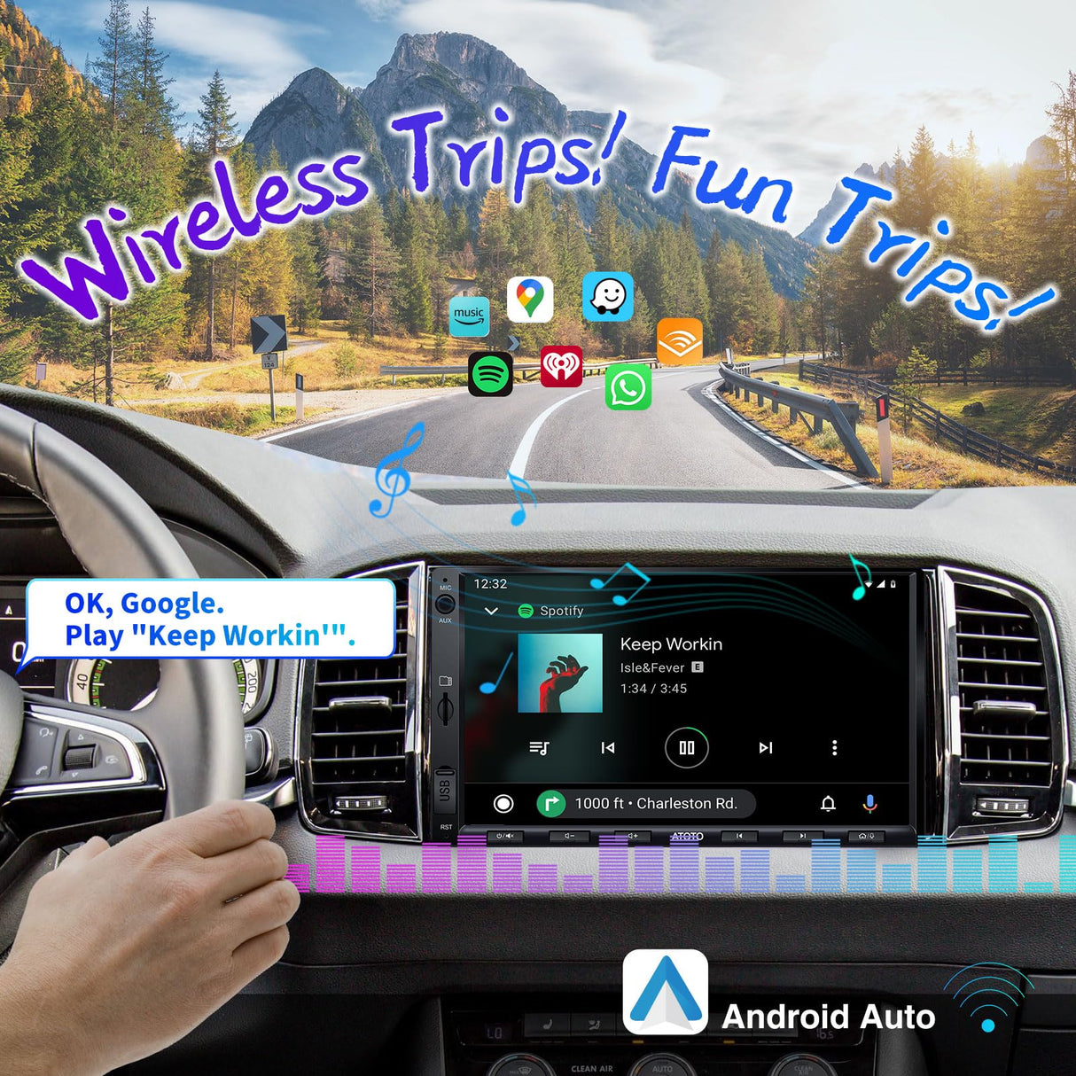ATOTO F7 WE 7 Pollici Autoradio 2 DIN、CarPlay senza fili e Android Auto senza fili、schermo tattile ステレオオートコン Bluetooth、ミラーリンク、Vista 後部ディレッタ、Ricaricarapida、F7G2A7WE