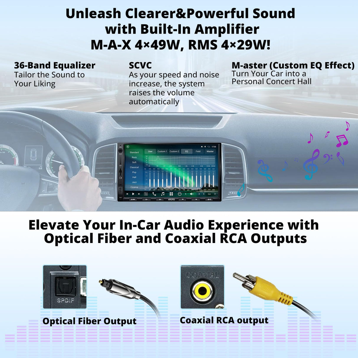 ATOTOZONE 7" AI Android Double Din Car Stereo, 8G+128G Audio Head Unit Navigation, 4G LTE, Wireless Carplay & Android Auto, Dual Phone Connection& BT, 36B-EQ, HDMI Input,with Backup Cam, X10G2A7E-R2