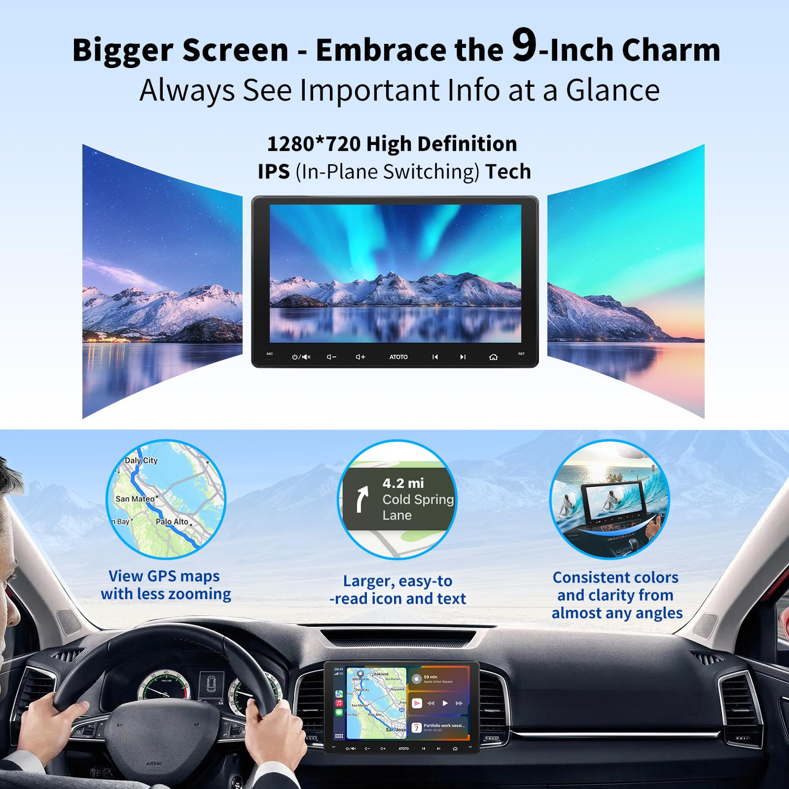 9 Pollici] ATOTO F7WE Autoradio 2 DIN、CarPlay Wireless、Android