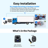 ATOTO WRC-HD10LR Caméra de Recul Sans Fil 140° Grand Angle AHD 720P avec Vision Nocturne, Transmission de Signal Stable pour Voitures, SUV et Camions