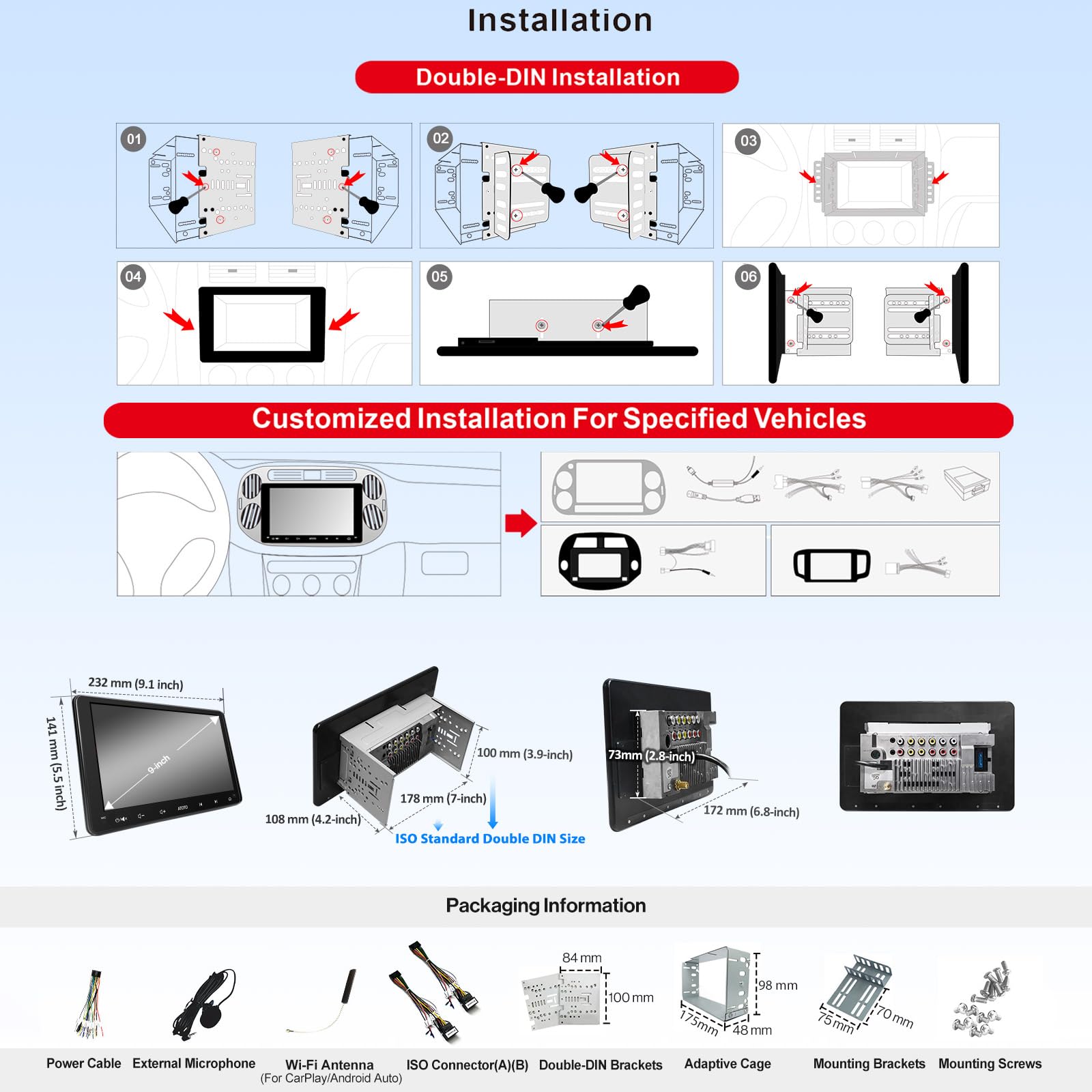 9 Pollici] ATOTO F7WE Autoradio 2 DIN、CarPlay Wireless、Android